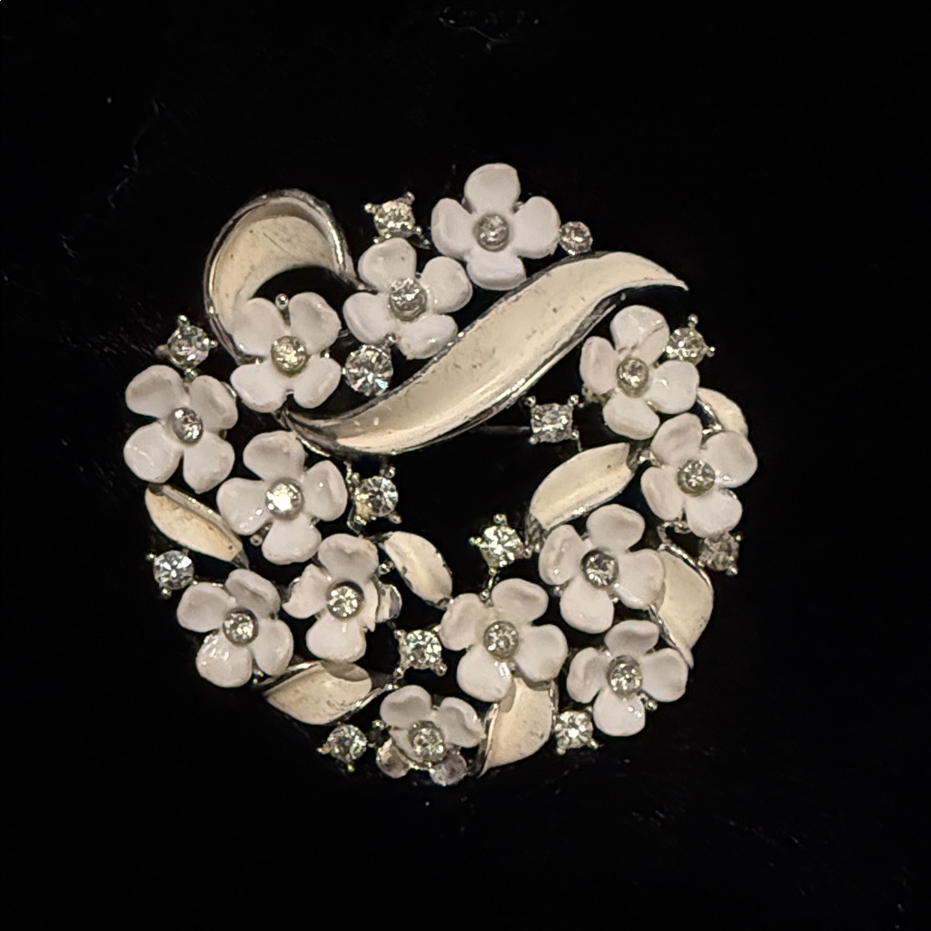 Elegant Lisner Floral Brooch With White Accents 45$